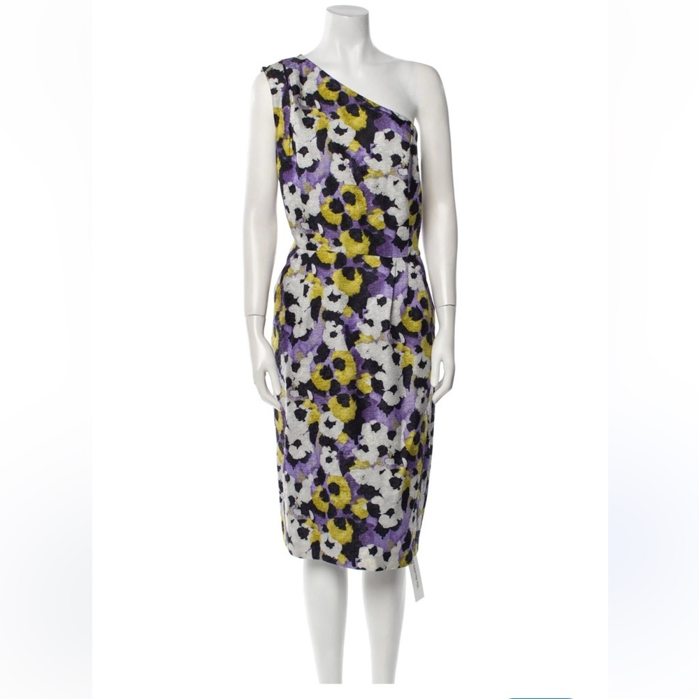 St. John one-shoulder floral print mini dress Size 16